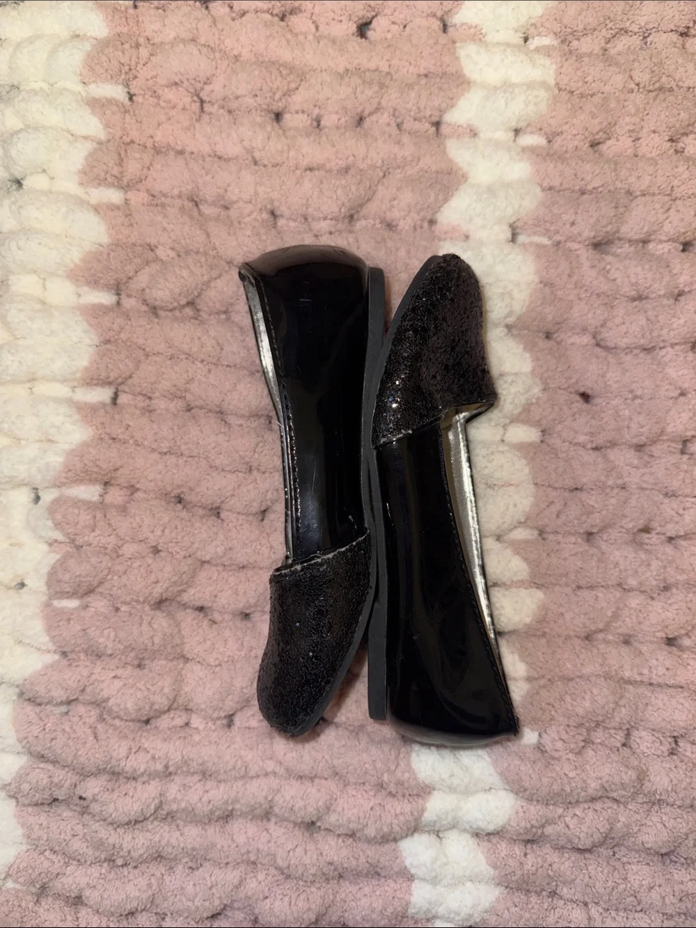 Crazy 8 Black Glitter Girls' Ballet Flats